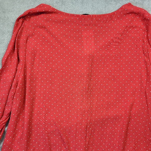 Casual Collection by F&F Polka Dot Top Flowy Button-up Red Coquette Ruffle - Picture 12 of 14